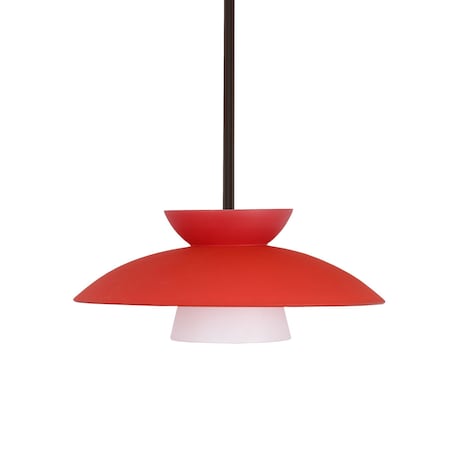 Besa Lighting Trilo 15 Stem Pendant, Red Matte, Bronze Finish, 1x75W Incandescent 1TT-451331-BR